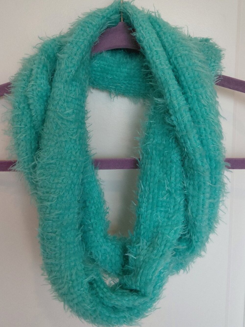 Turquoise Fuzzy Infinity Scarf